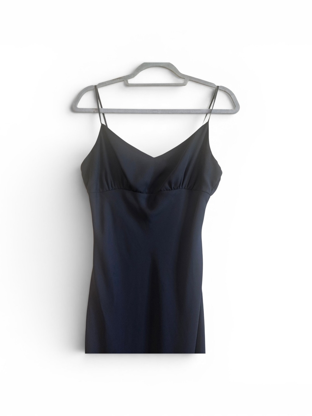 Sleek Black Asymmetrical Slip Dress - Minimalist Evening Look Size M - Picture 2 of 5